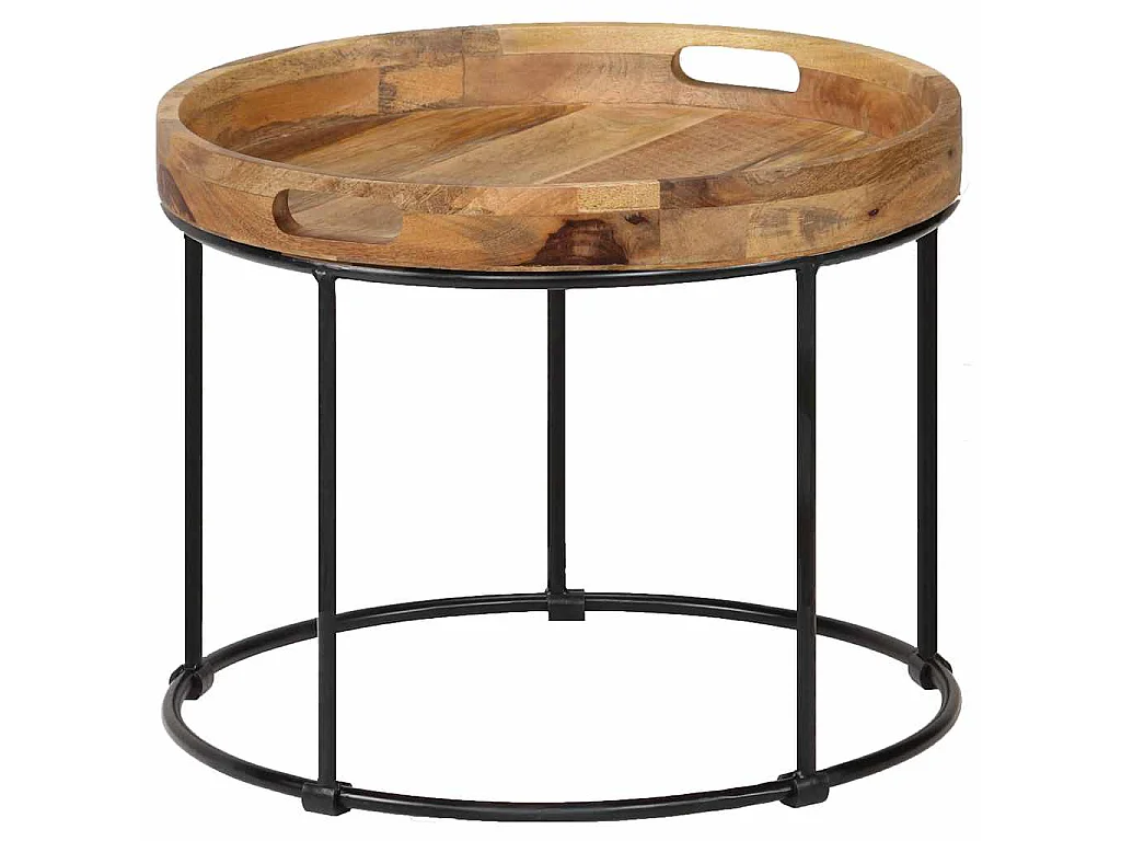 Table basse Bois de manguier massif et acier 50x40 cm