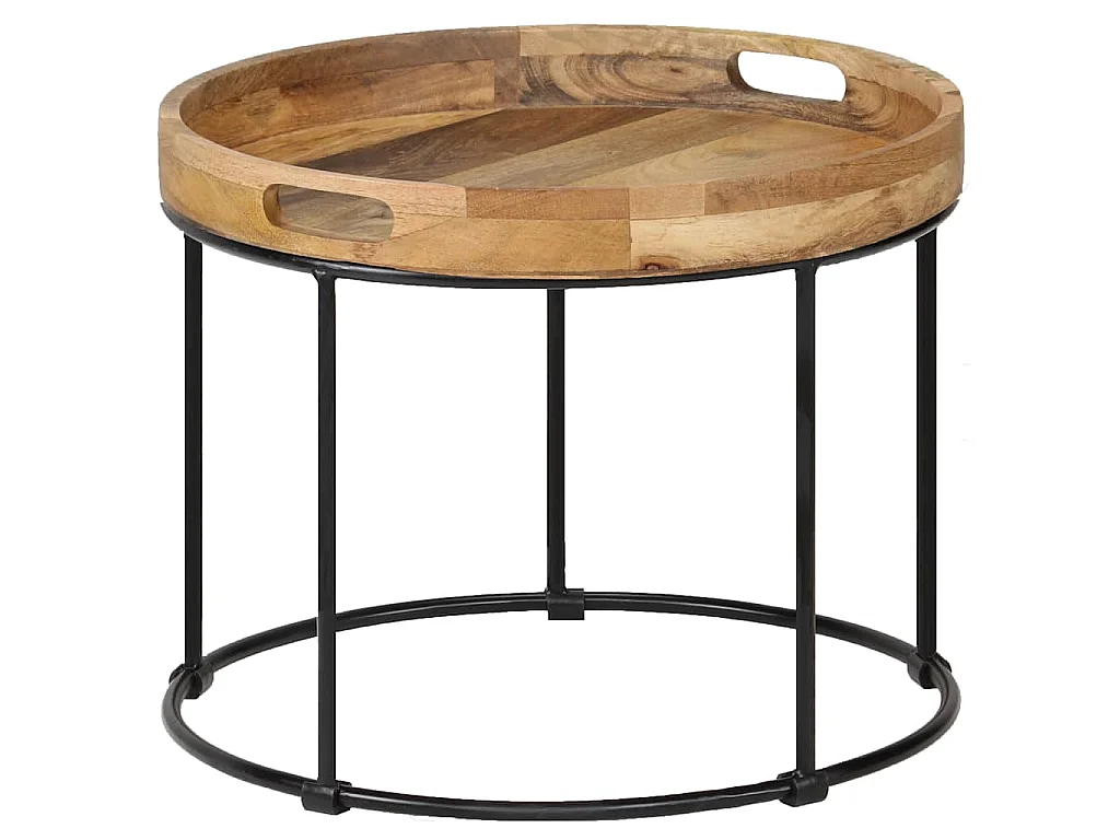 Salontafel 50x40 cm massief mangohout en staal