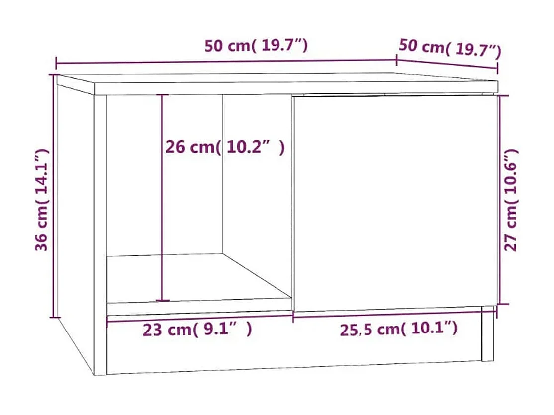 Tavolino da Salotto Grigio Sonoma 50x50x36 cm Legno Multistrato