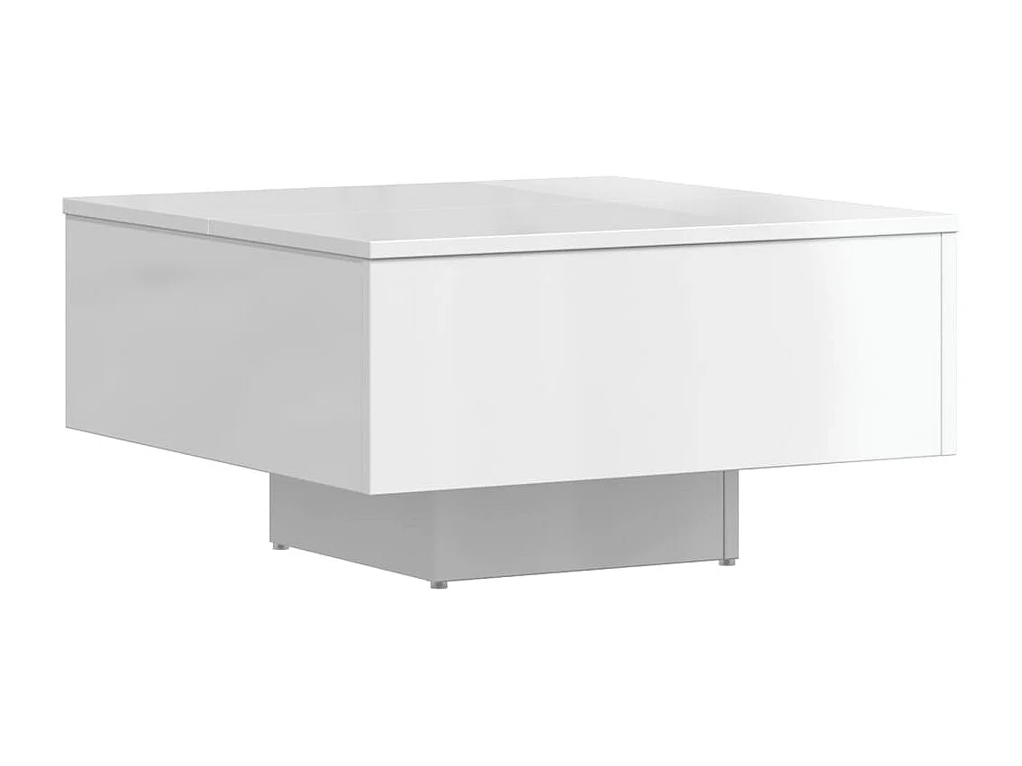 Table basse blanc brillant 60x60x31,5 cm bois d'ingénierie