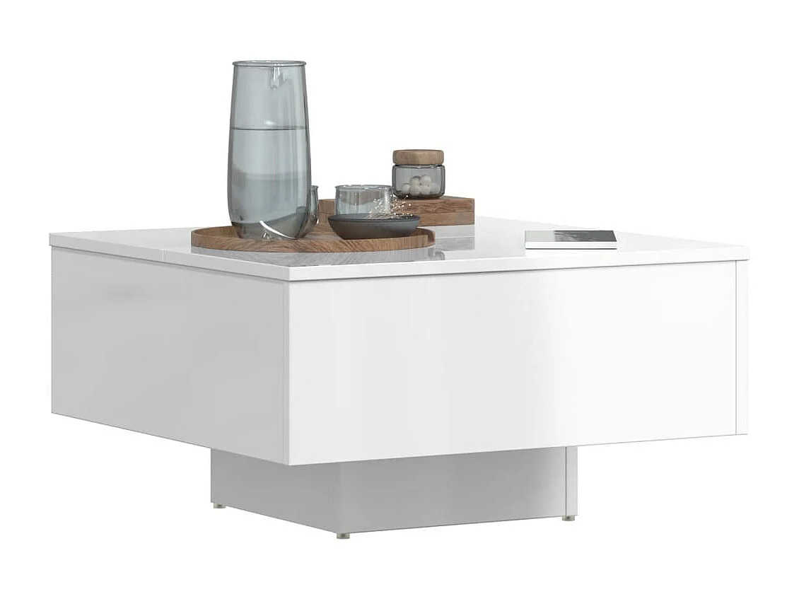 Table basse blanc brillant 60x60x31,5 cm bois d'ingénierie