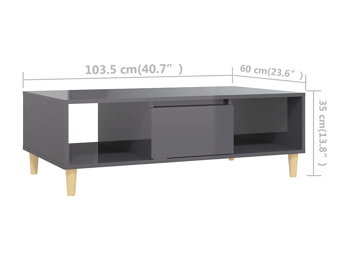 Salontafel 103,5x60x35 cm bewerkt hout hoogglans grijs