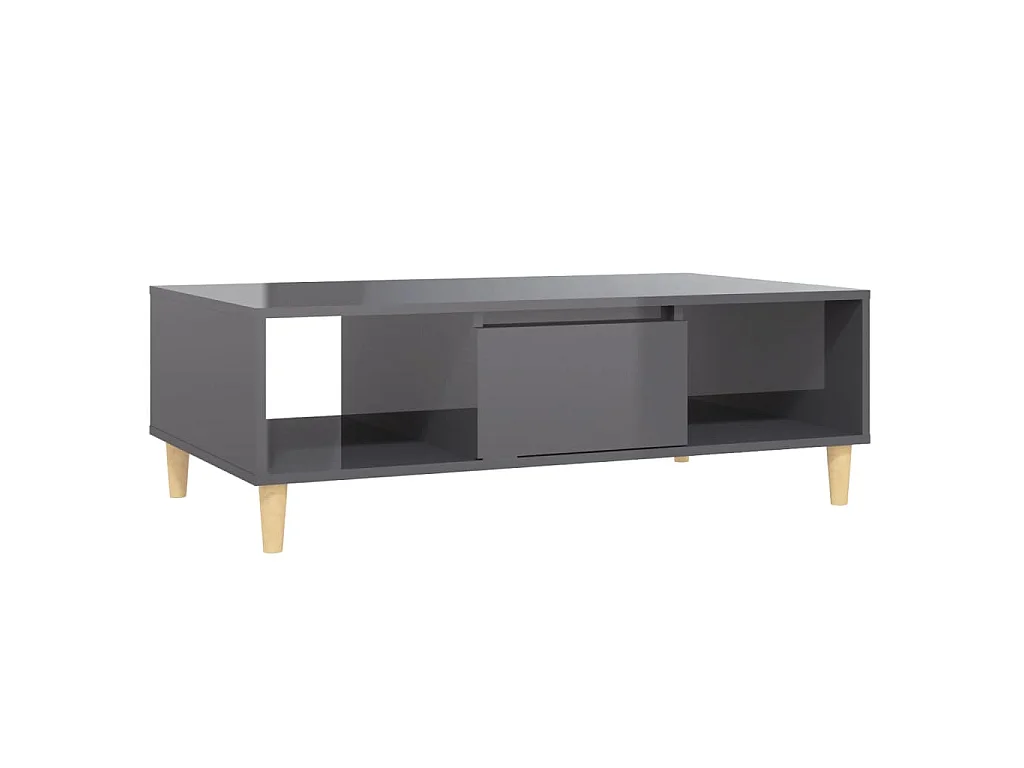 Table basse gris brillant 103,5x60x35 cm bois d'ingénierie