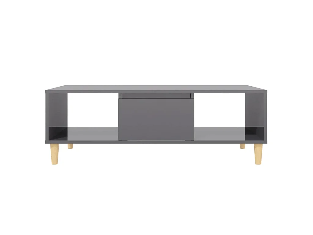 Table basse gris brillant 103,5x60x35 cm bois d'ingénierie