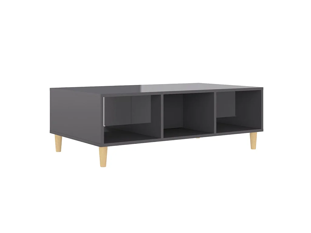 Table basse gris brillant 103,5x60x35 cm bois d'ingénierie