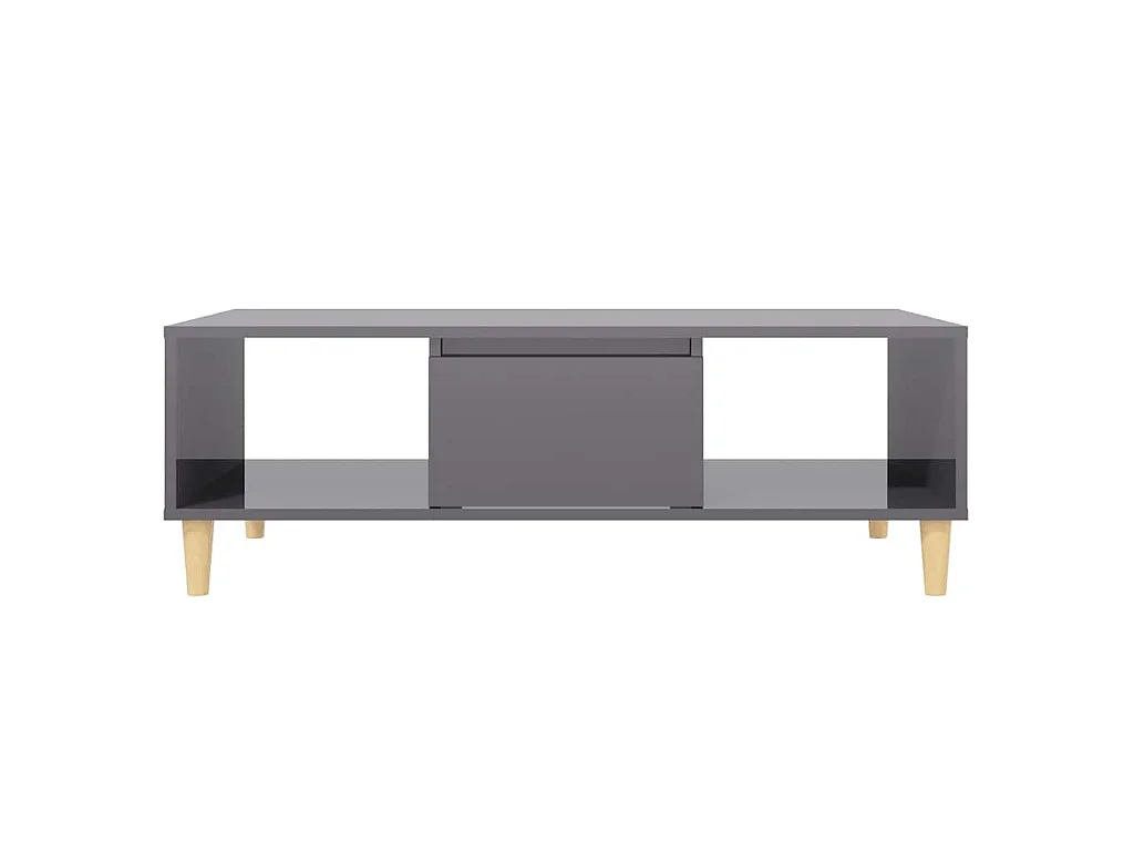 Table basse gris brillant 103,5x60x35 cm bois d'ingénierie