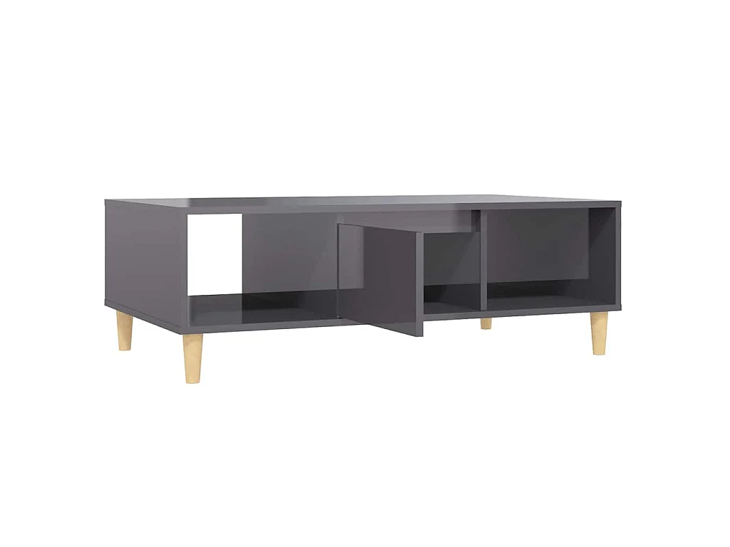 Table basse gris brillant 103,5x60x35 cm bois d'ingénierie