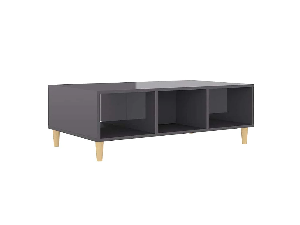 Table basse gris brillant 103,5x60x35 cm bois d'ingénierie