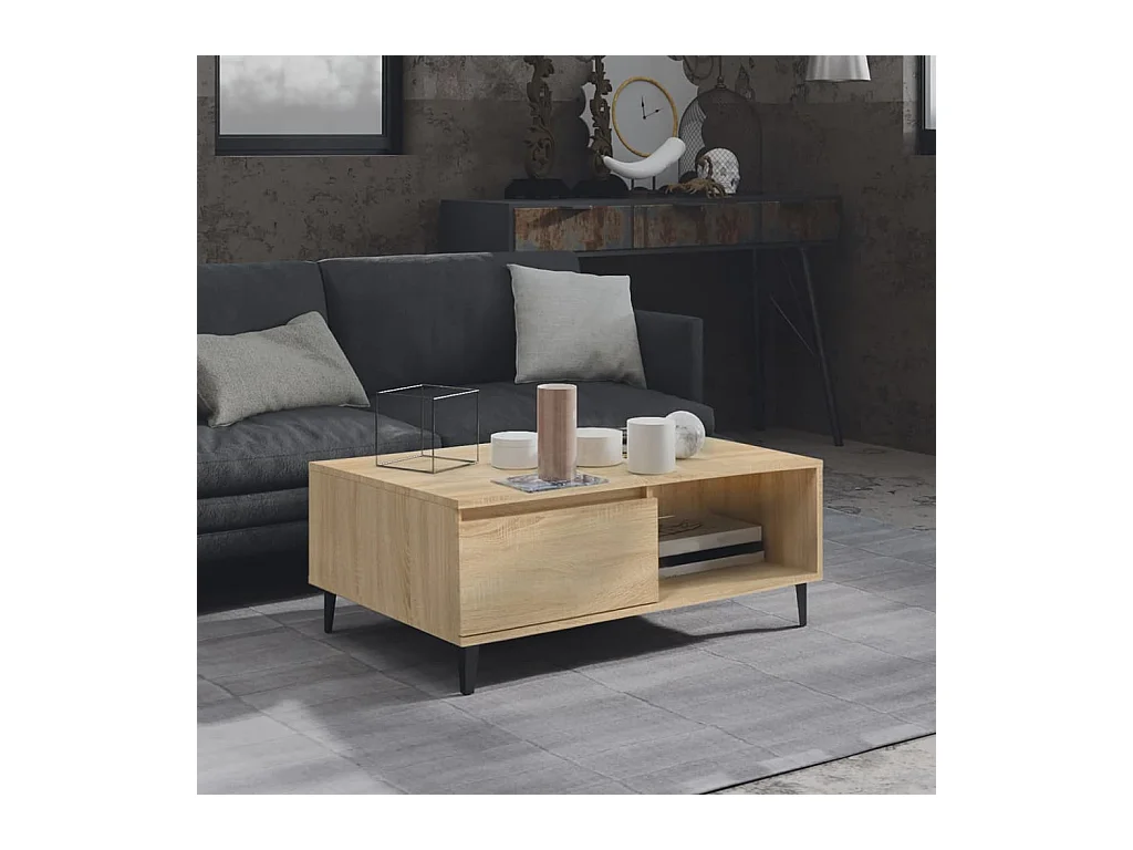 Table basse chêne sonoma 90x60x35 cm bois d'ingénierie