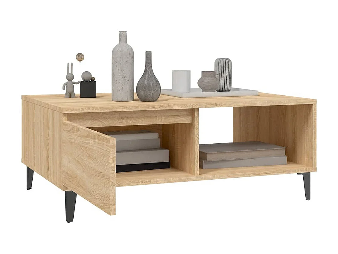 Table basse chêne sonoma 90x60x35 cm bois d'ingénierie