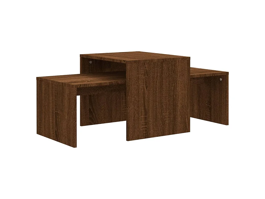 Salontafelset 100x48x40 cm bewerkt hout bruin eikenkleur