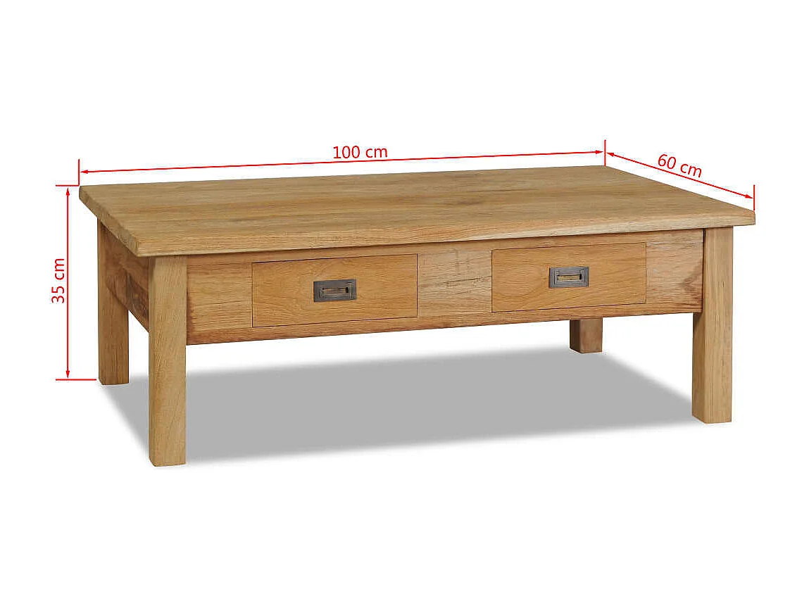 Salontafel massief teakhout 100x60x35 cm
