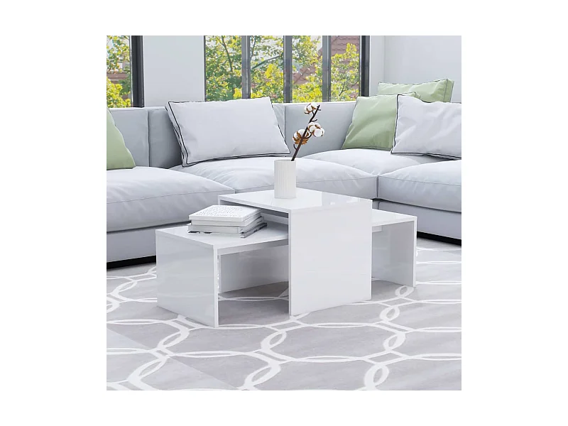 Couchtisch-Set Hochglanz-Weiß 100x48x40 cm Holzwerkstoff