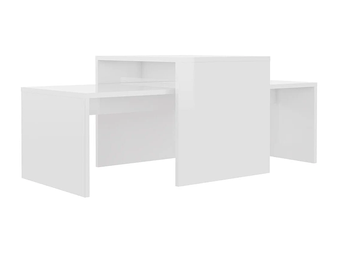 Set Tavolini da Salotto Bianco Lucido 100x48x40 cm Multistrato