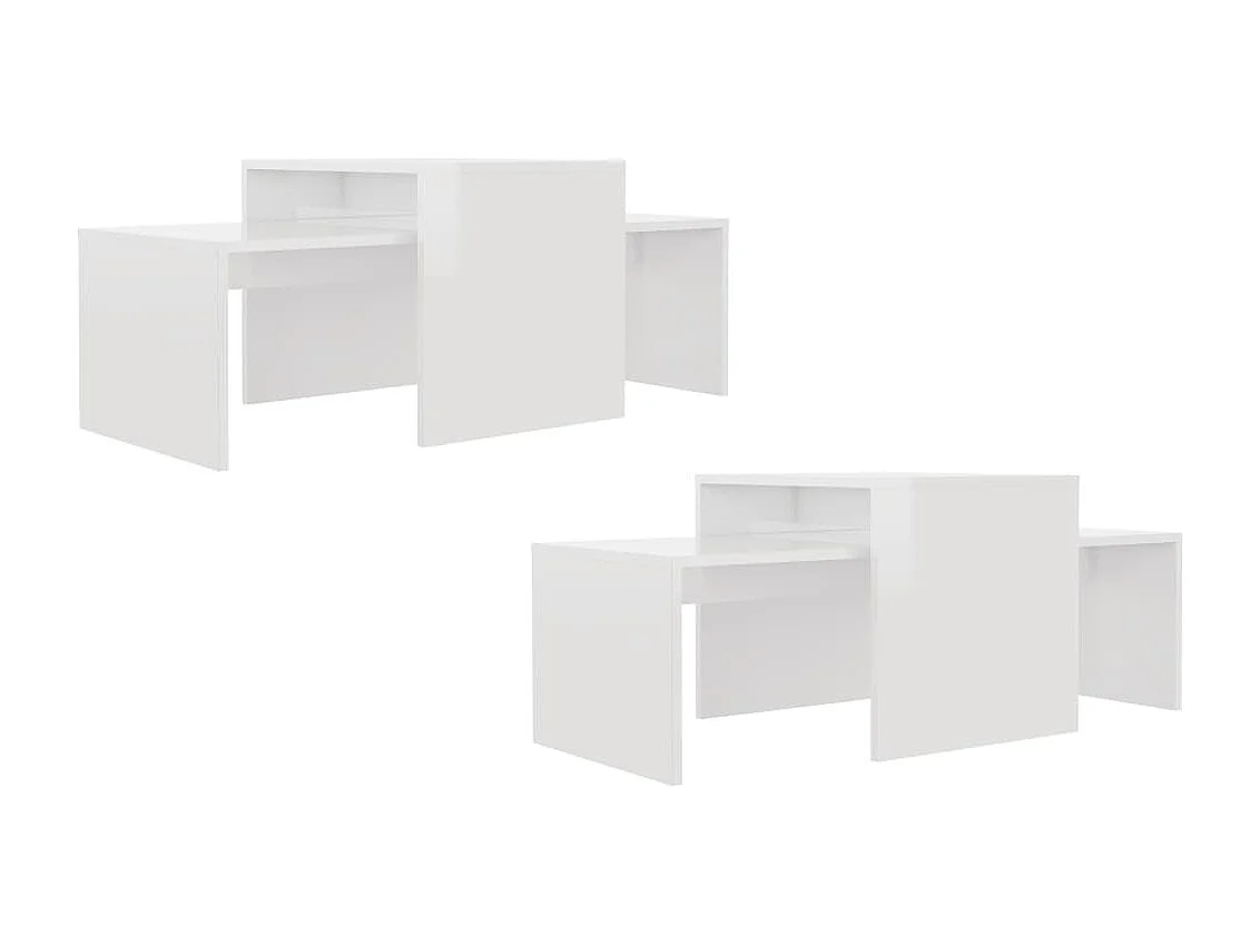 Ensemble de table basse Blanc brillant Bois d’ingénierie