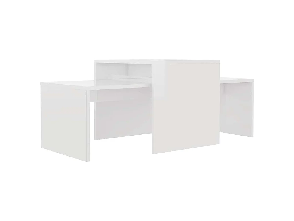 Set Tavolini da Salotto Bianco Lucido 100x48x40 cm Multistrato