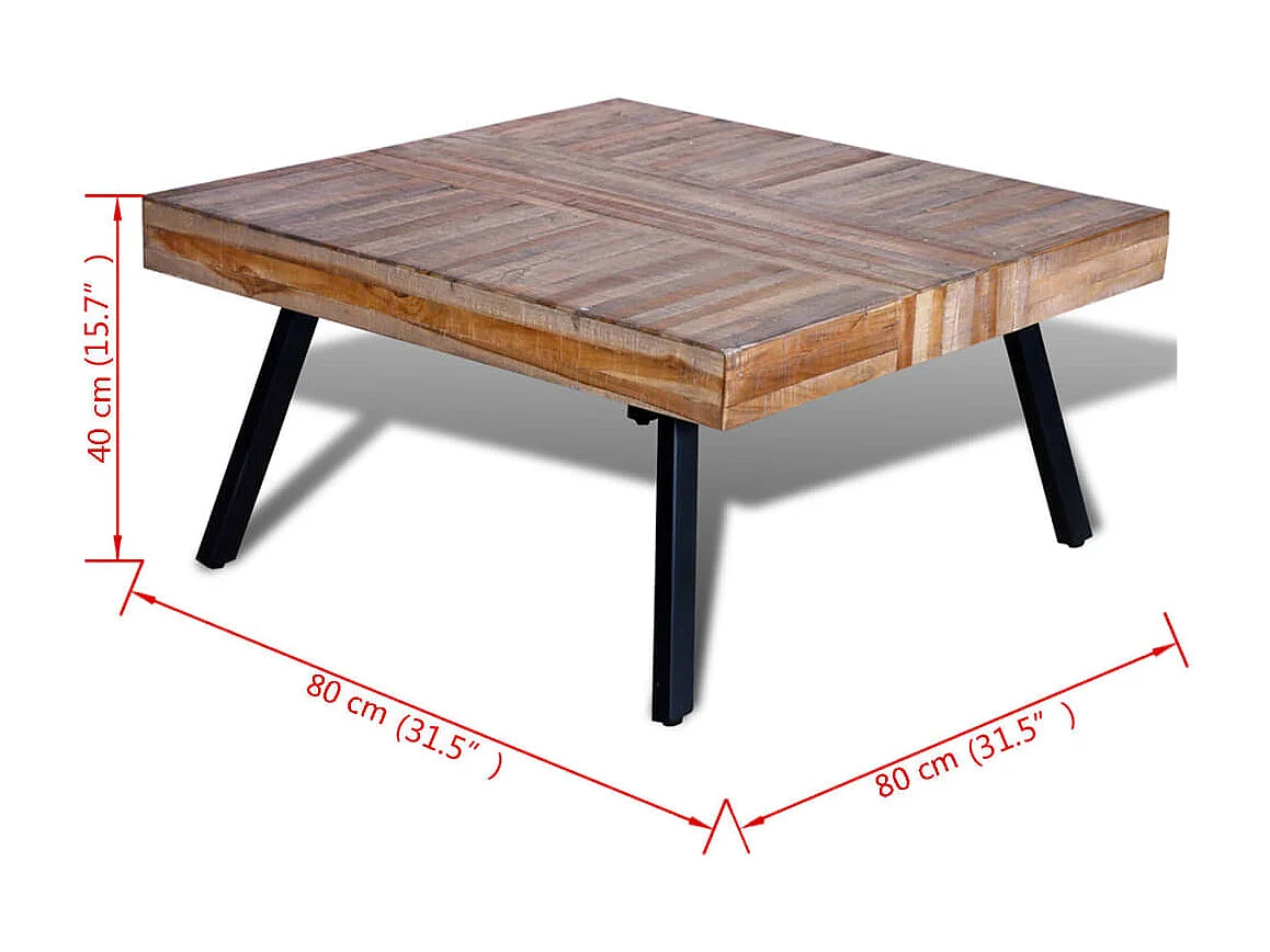 Mesa de centro cuadrada madera de teca reciclada