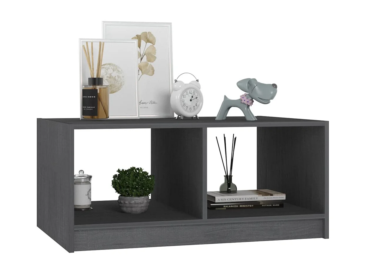 Table basse gris 75x50x33,5 cm bois de pin massif