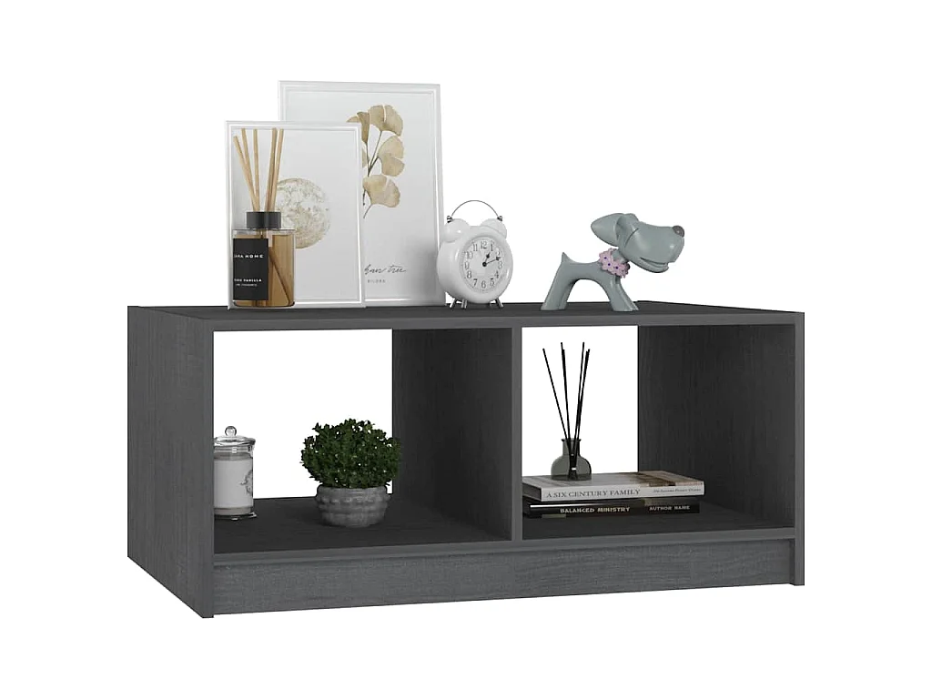Table basse gris 75x50x33,5 cm bois de pin massif