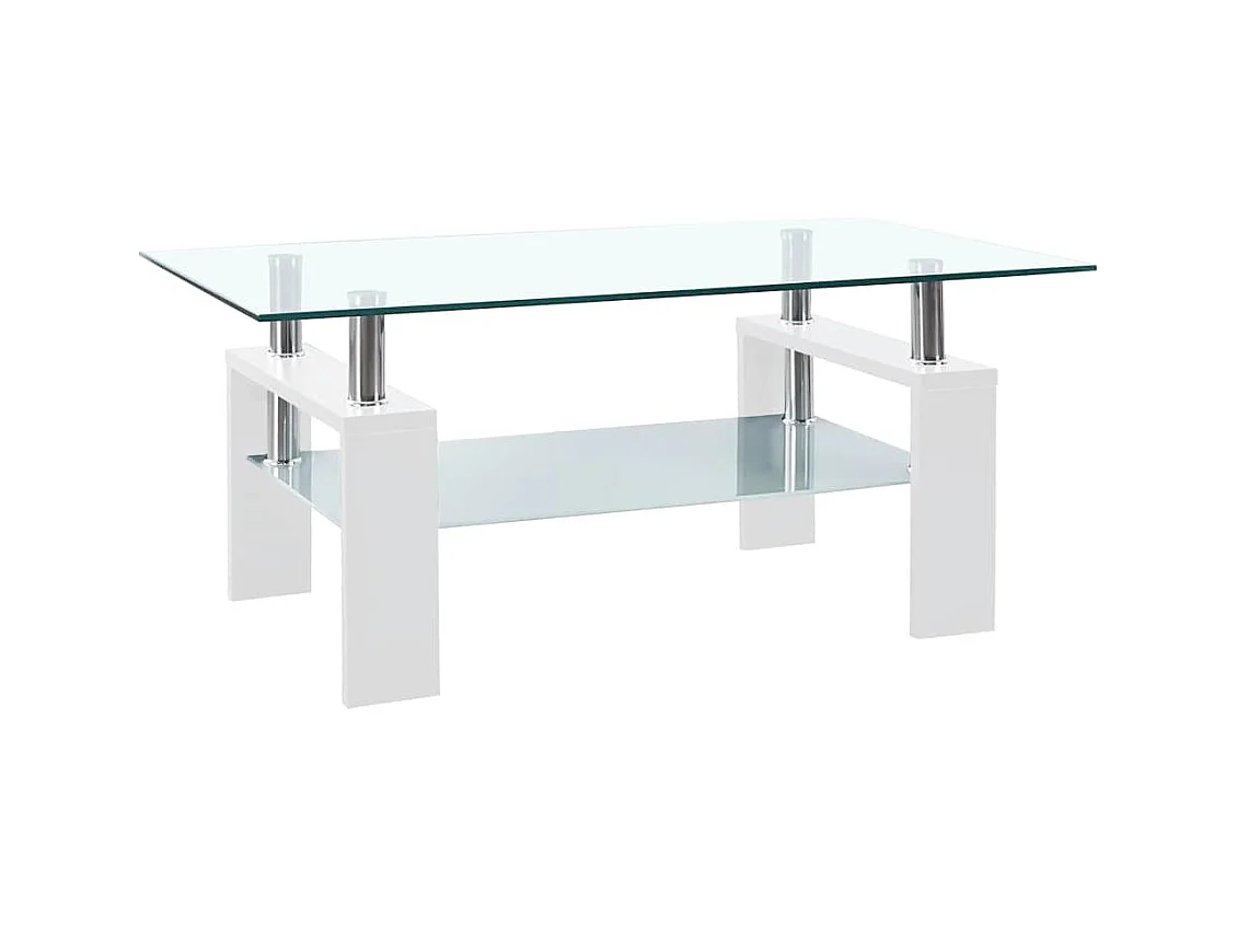Table basse Blanc et transparent 95x55x40 cm Verre trempé
