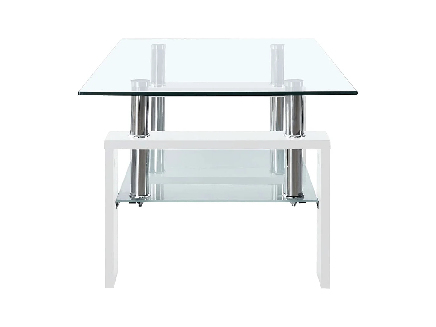 Table basse Blanc et transparent 95x55x40 cm Verre trempé