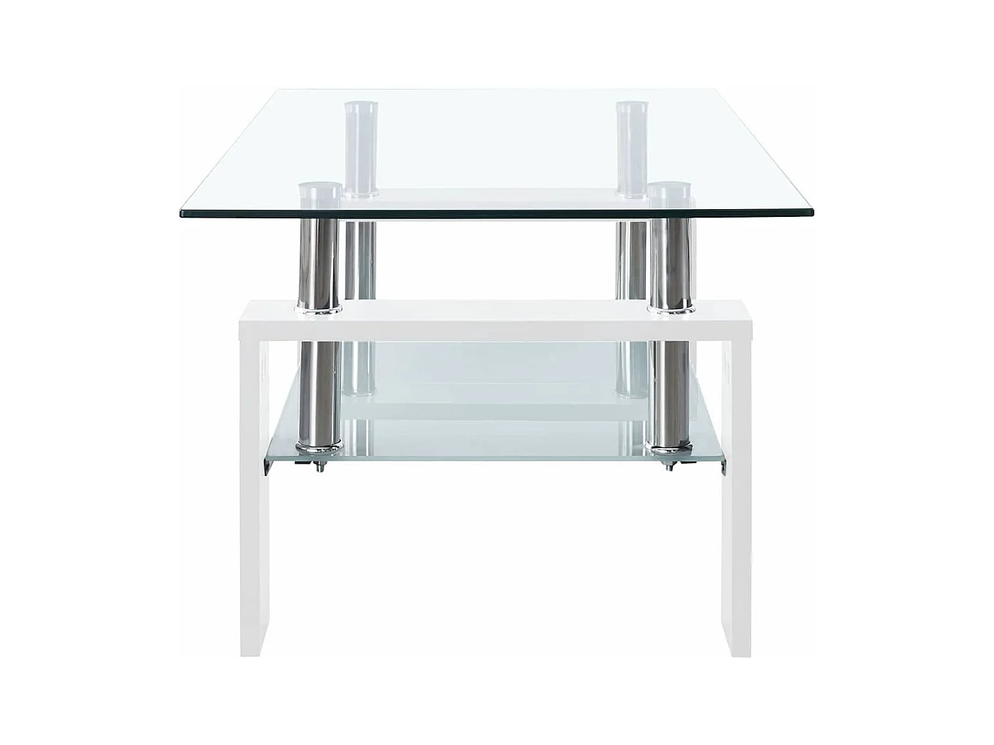 Table basse Blanc et transparent 95x55x40 cm Verre trempé