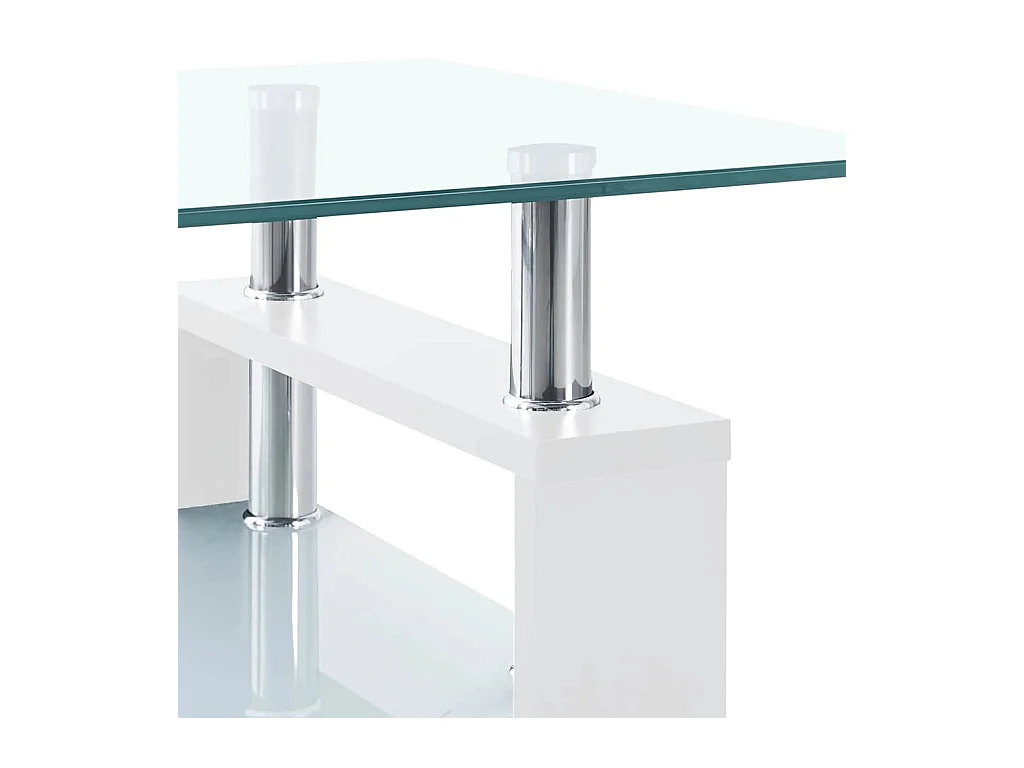 Table basse Blanc et transparent 95x55x40 cm Verre trempé