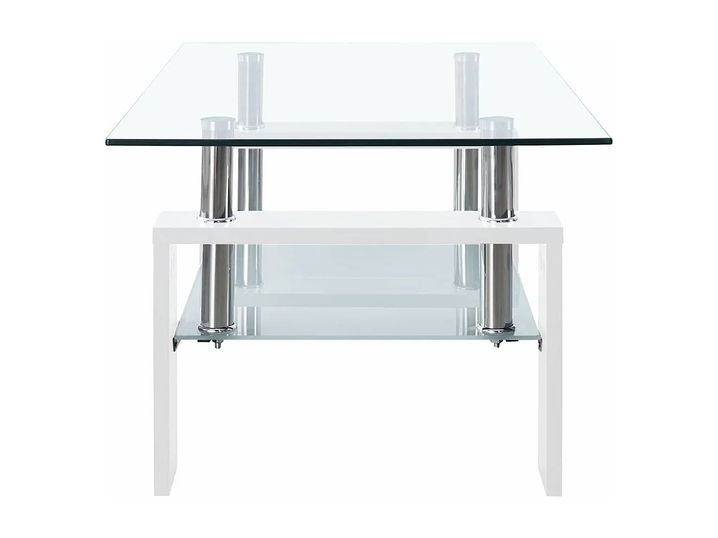 Tavolino Bianco e Trasparente 95x55x40 cm Vetro Temperato
