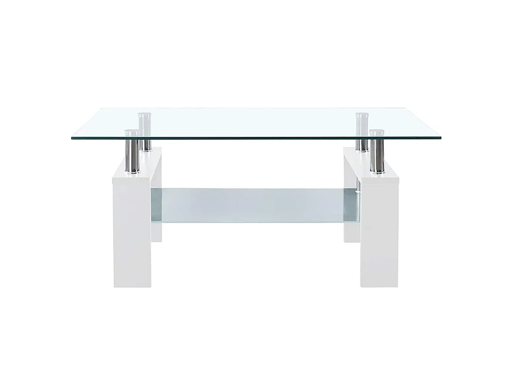 Table basse Blanc et transparent 95x55x40 cm Verre trempé