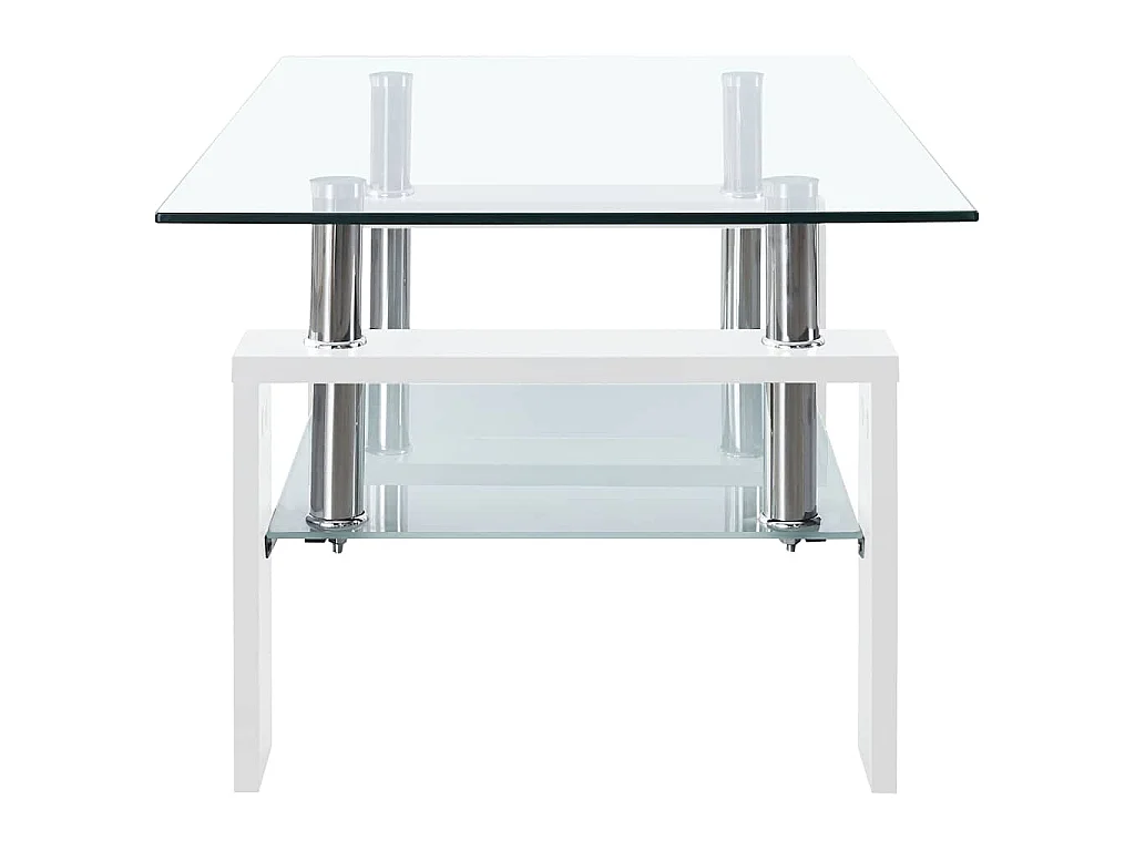 Table basse Blanc et transparent 95x55x40 cm Verre trempé