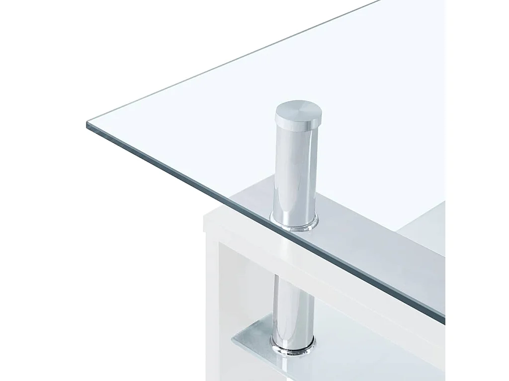 Table basse Blanc et transparent 95x55x40 cm Verre trempé