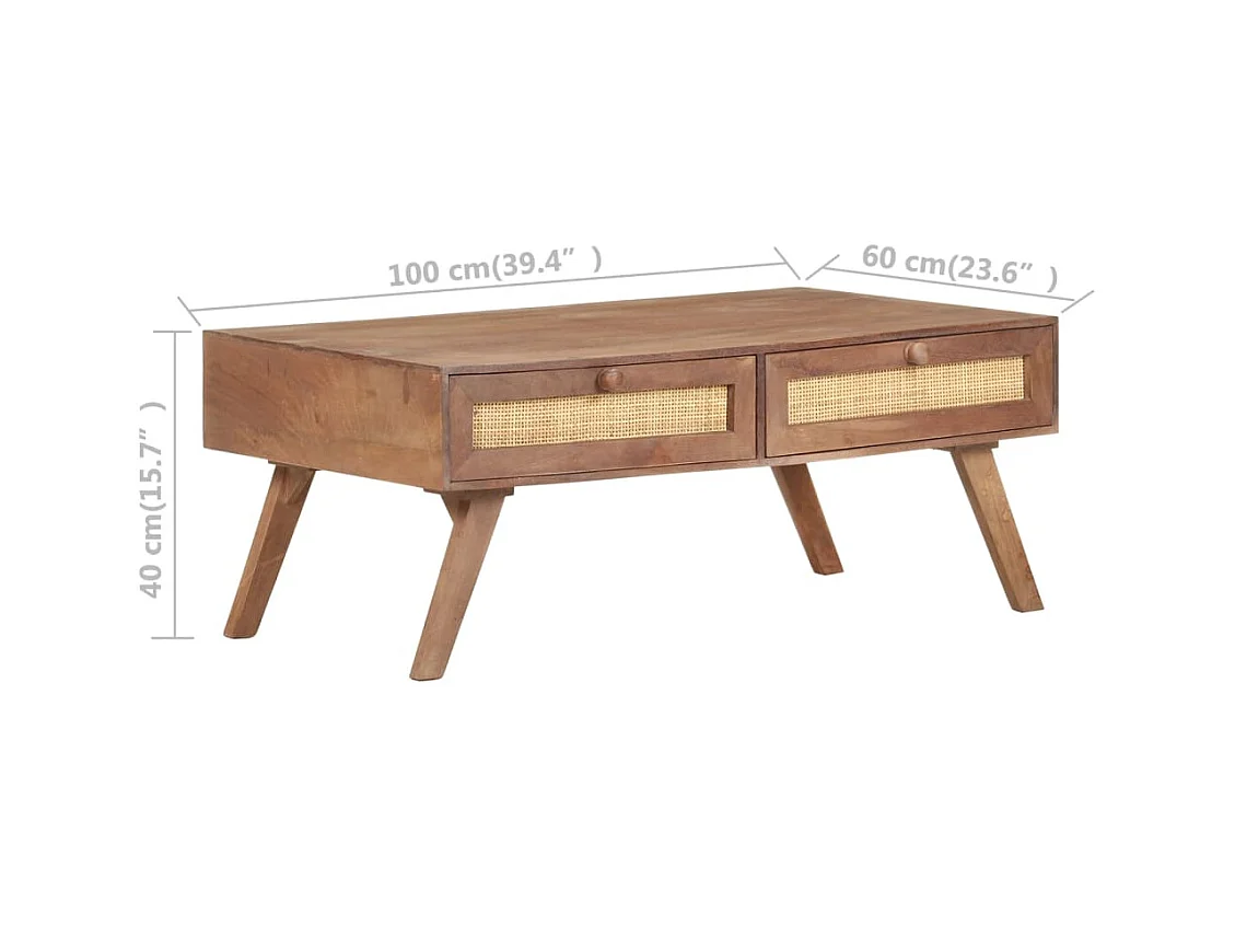 Couchtisch 100x60x40 cm Mango Massivholz