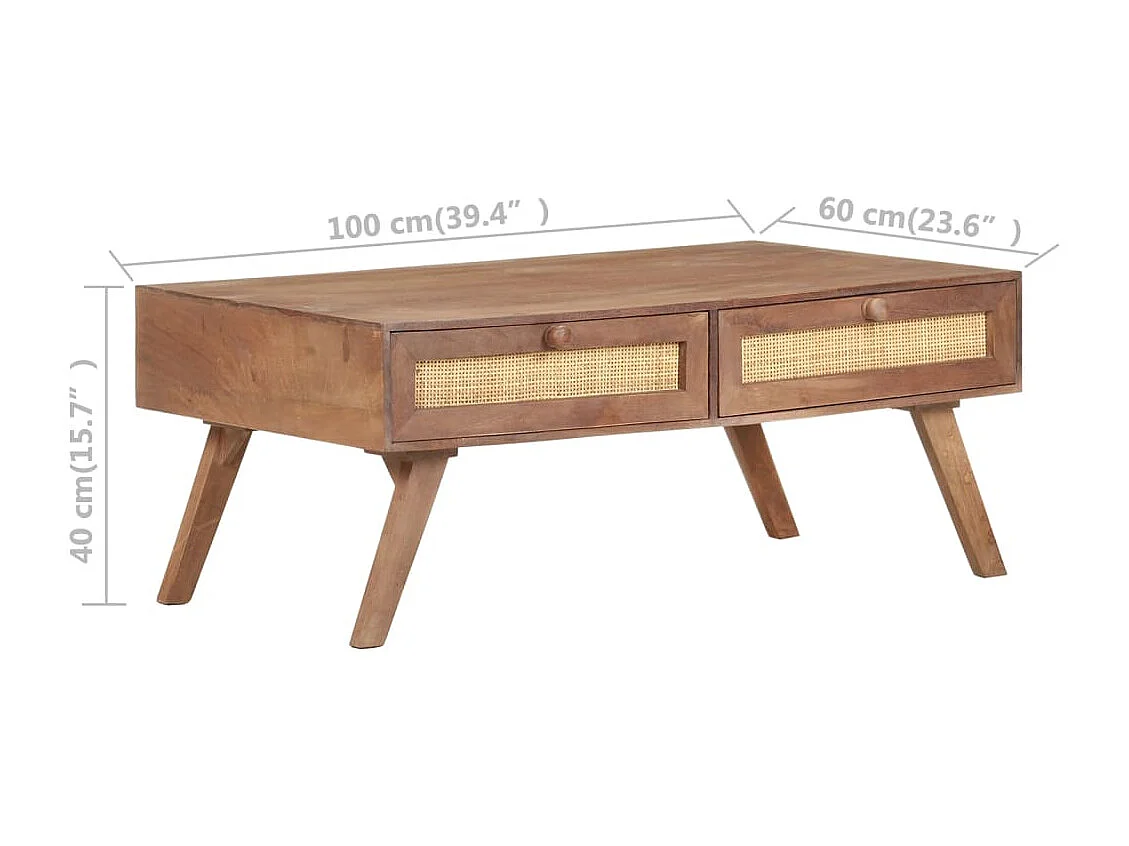 Couchtisch 100x60x40 cm Mango Massivholz