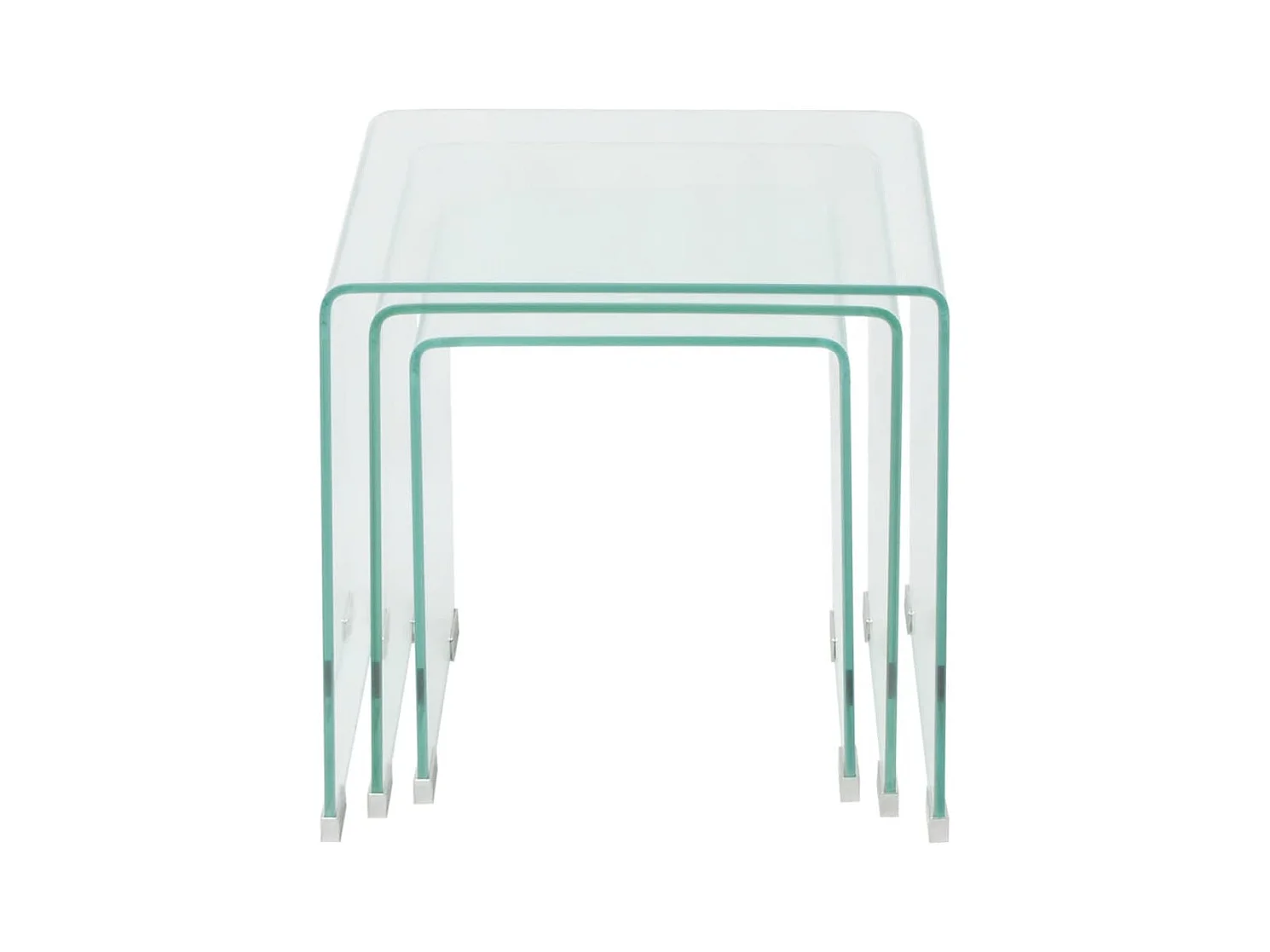 Bijzettafel set 3-dlg transparant gehard glas