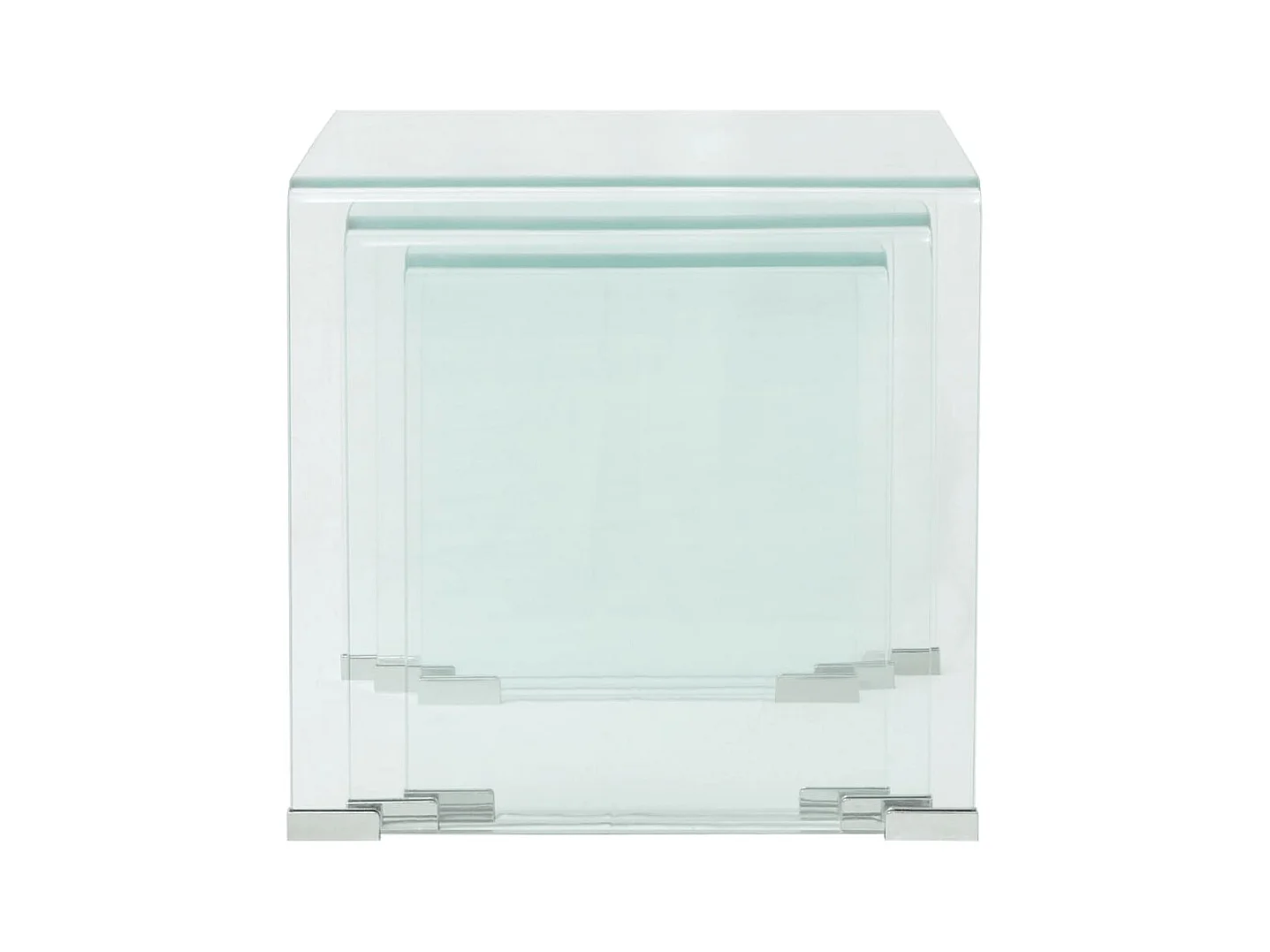 Bijzettafel set 3-dlg transparant gehard glas