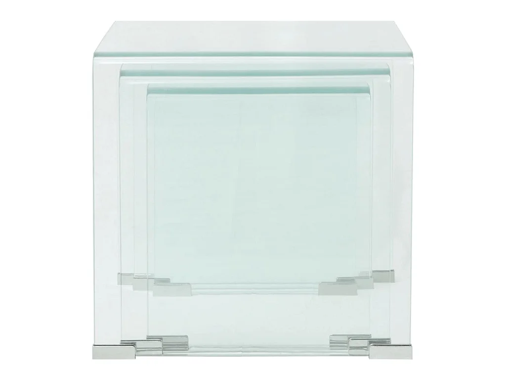 Ensemble de tables gigognes 3 Pièces Verre trempé Transparent