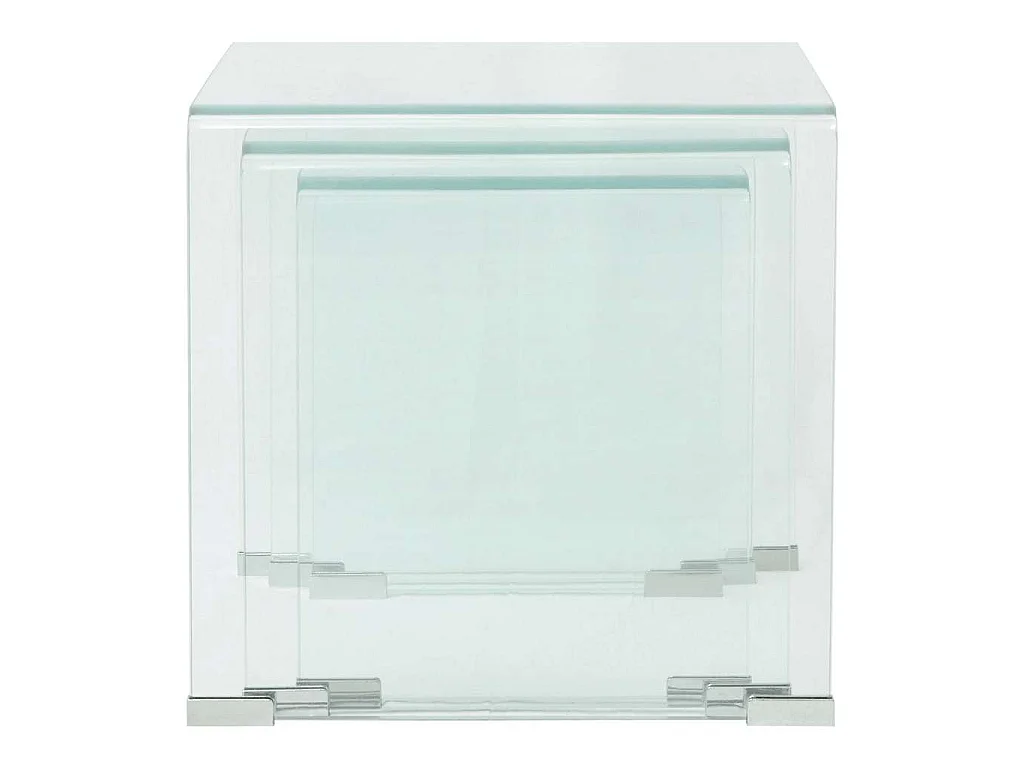 Ensemble de tables gigognes 3 Pièces Verre trempé Transparent
