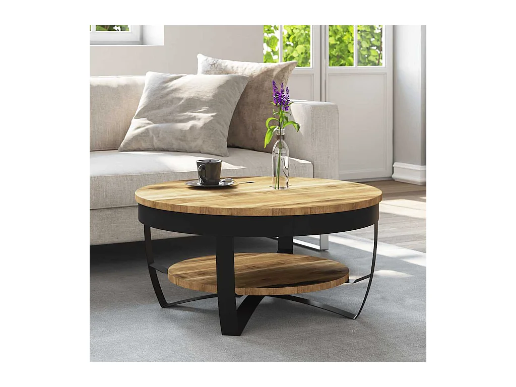 Table basse Bois massif de manguier brut 65x32 cm