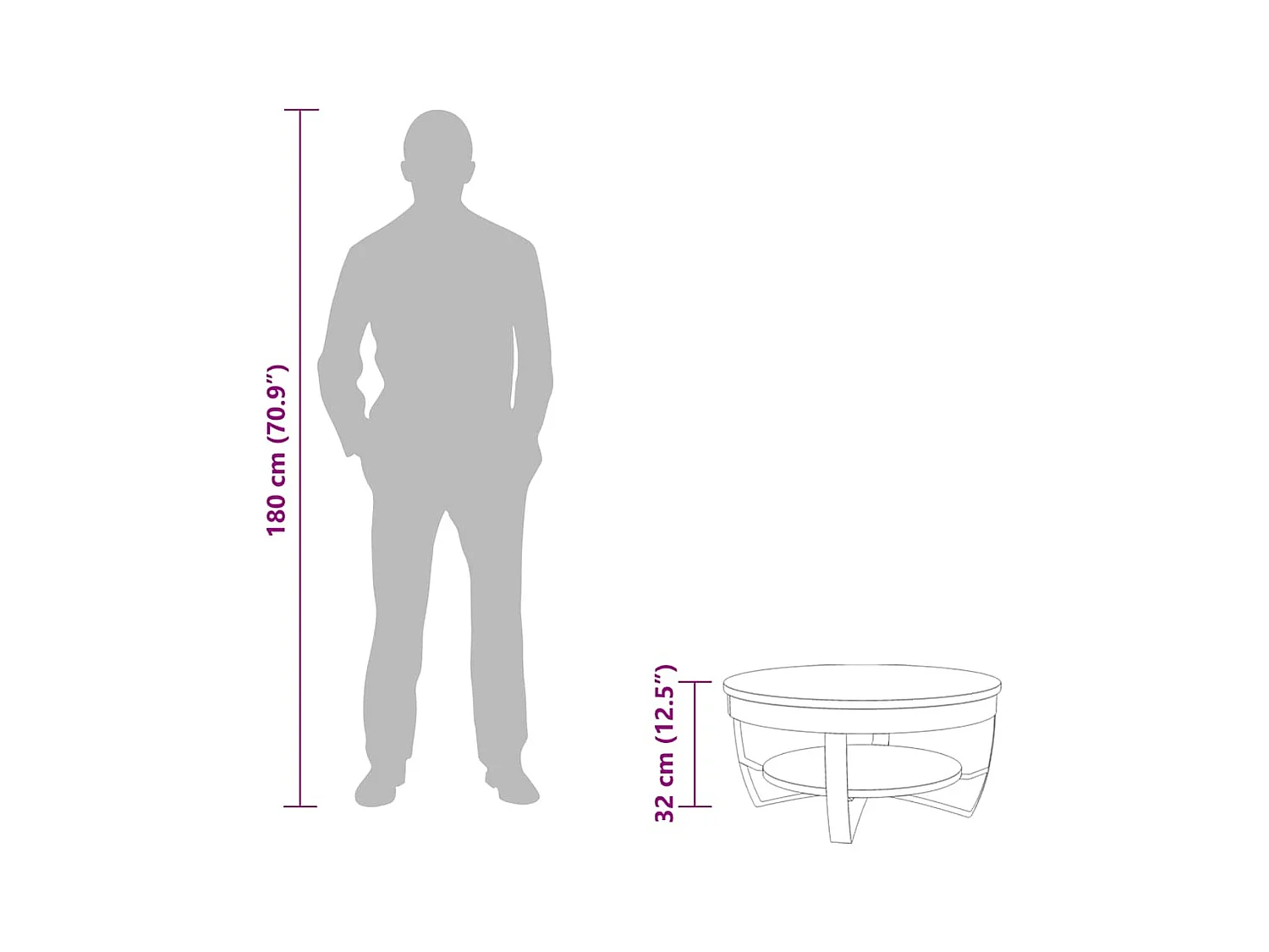 Table basse Bois massif de manguier brut 65x32 cm