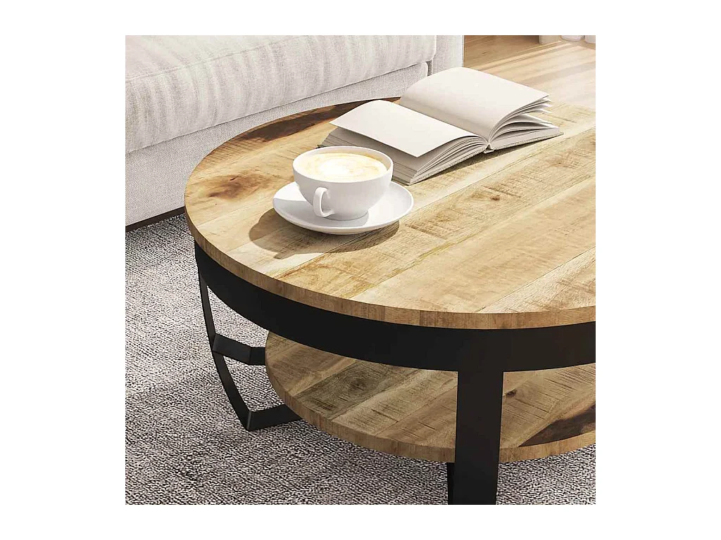 Table basse Bois massif de manguier brut 65x32 cm