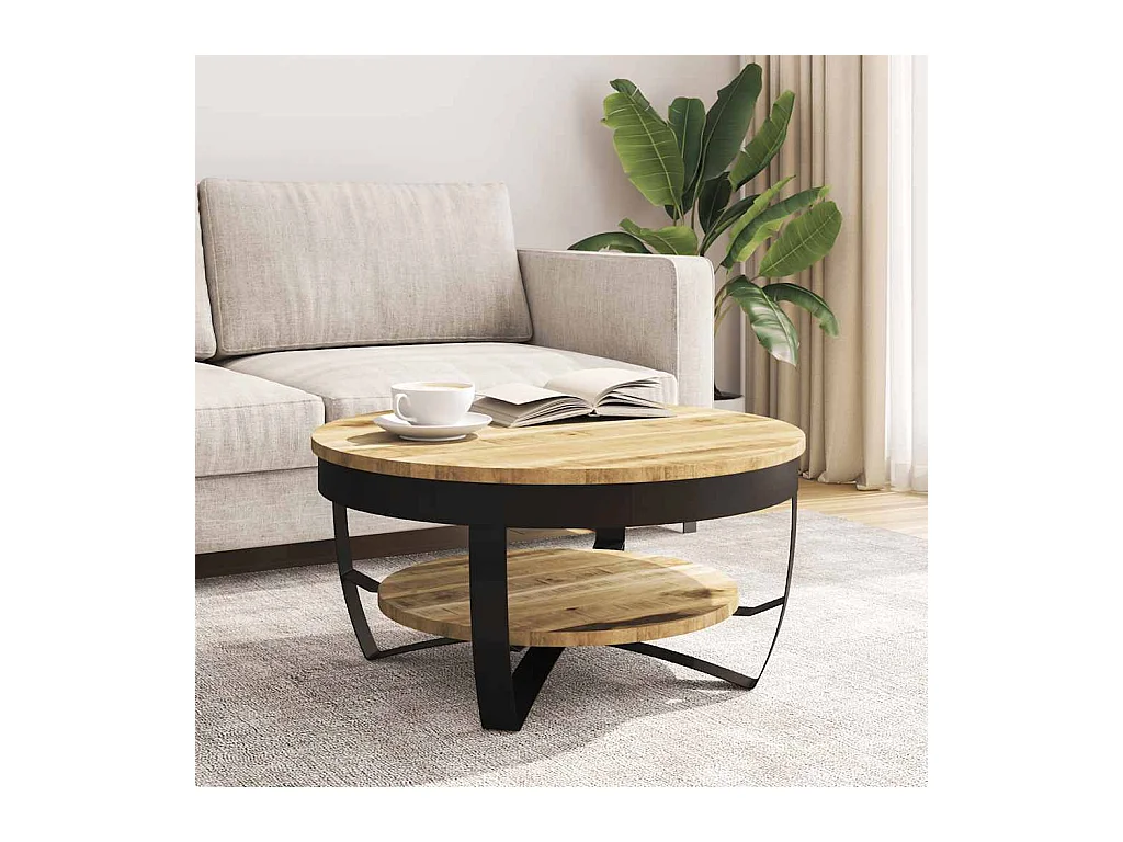 Table basse Bois massif de manguier brut 65x32 cm