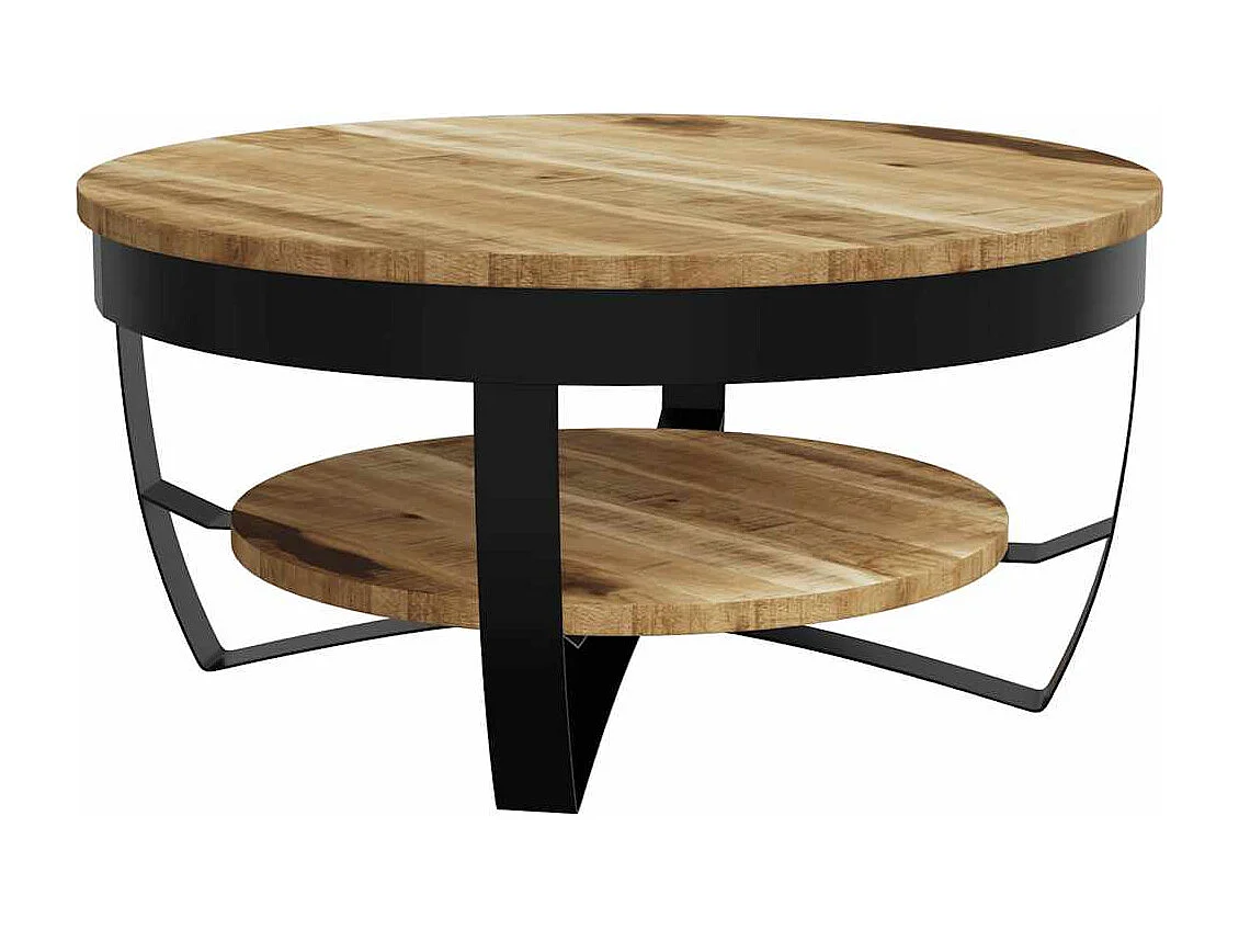Tavolino da Salotto in Legno Massello Grezzo di Mango 65x32 cm