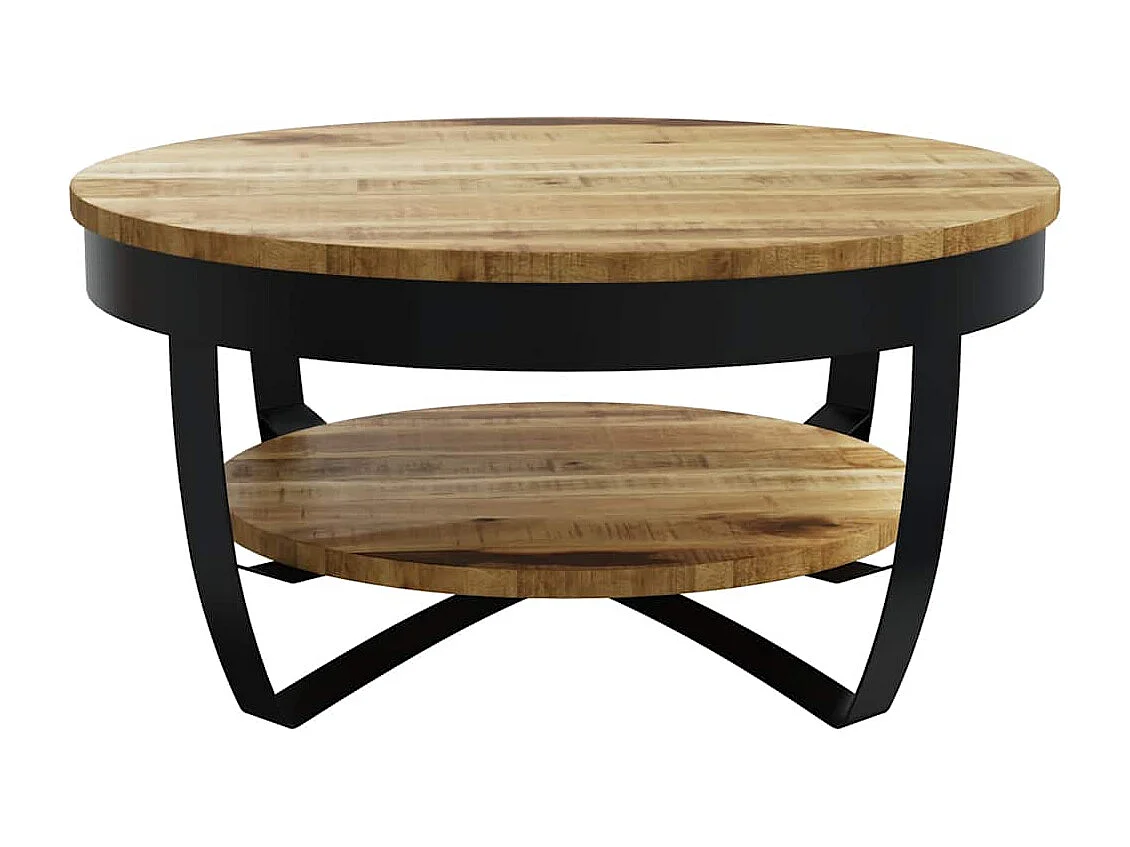Tavolino da Salotto in Legno Massello Grezzo di Mango 65x32 cm
