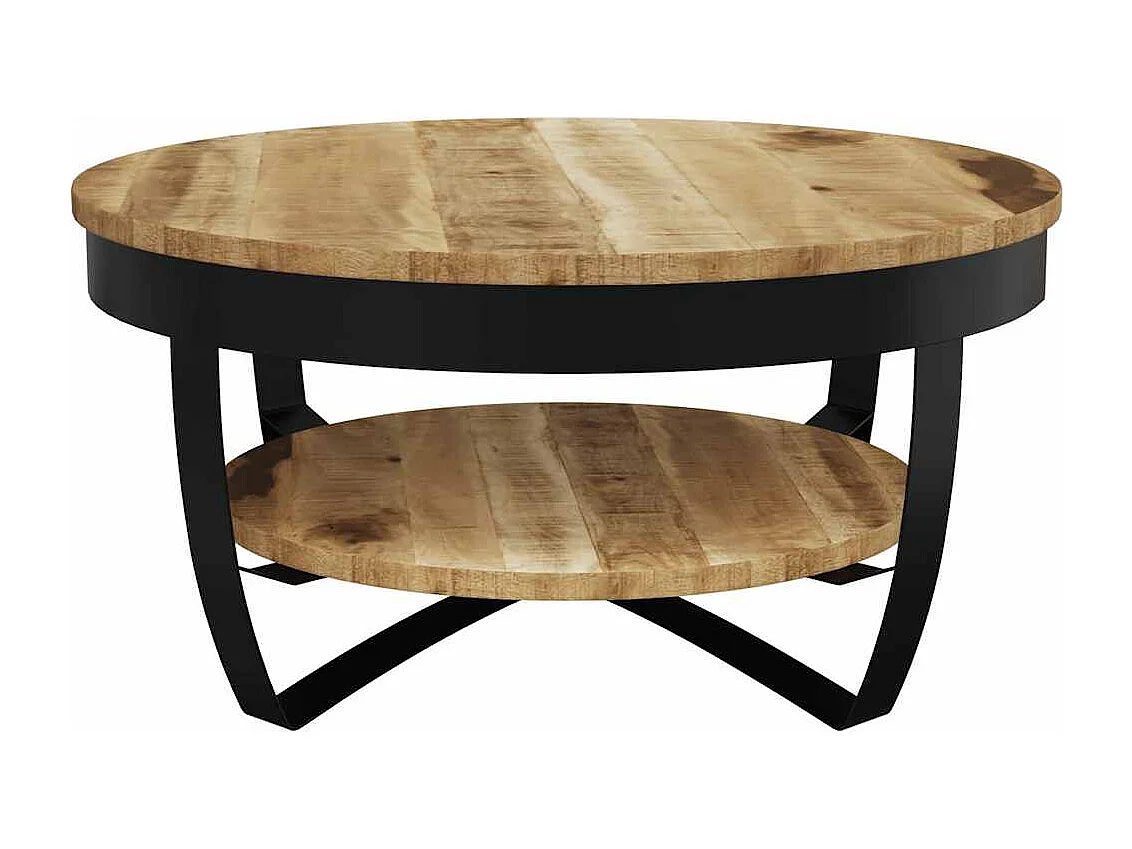 Tavolino da Salotto in Legno Massello Grezzo di Mango 65x32 cm