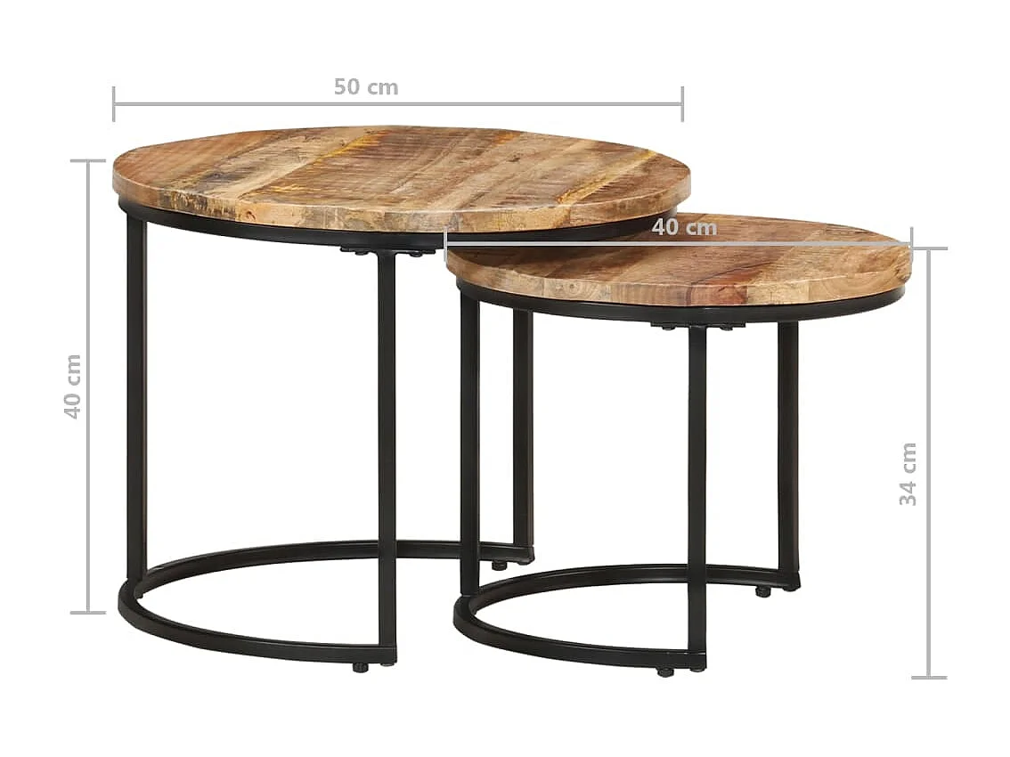 Satztische 2 Stk. Rohes Mangoholz