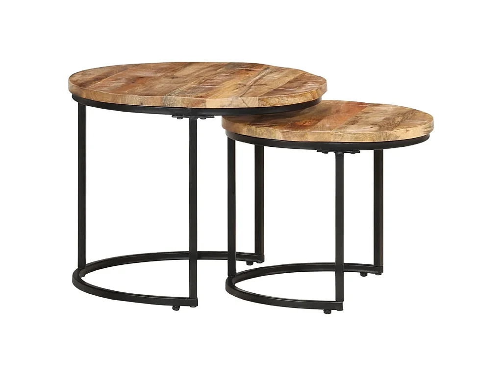 Tables gigognes 2 pcs Bois de manguier brut