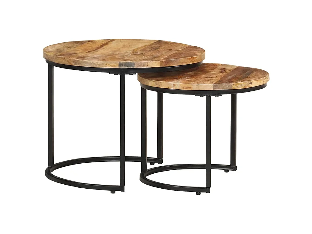 Tables gigognes 2 pcs Bois de manguier brut
