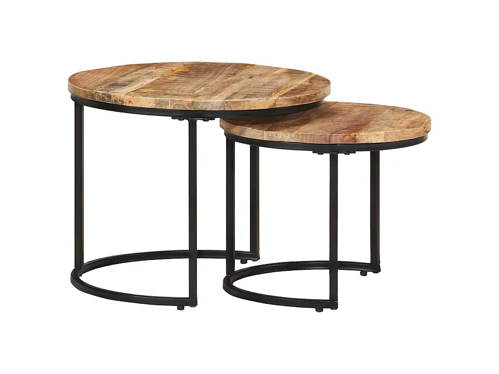 Tables gigognes 2 pcs Bois de manguier brut