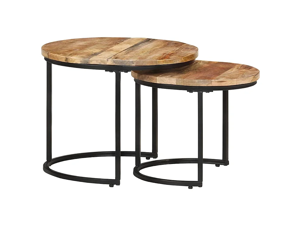 Tables gigognes 2 pcs Bois de manguier brut