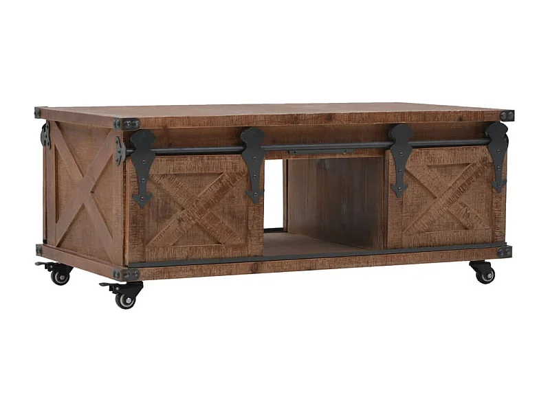 Couchtisch Massivholz Tanne 91x51x38 cm Braun